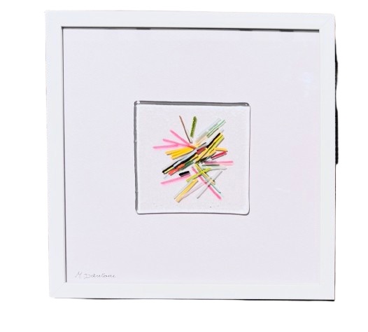 Handgemaakte glascreatie in kader - Explosie van kleuren